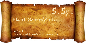 Stahl Szofrónia névjegykártya